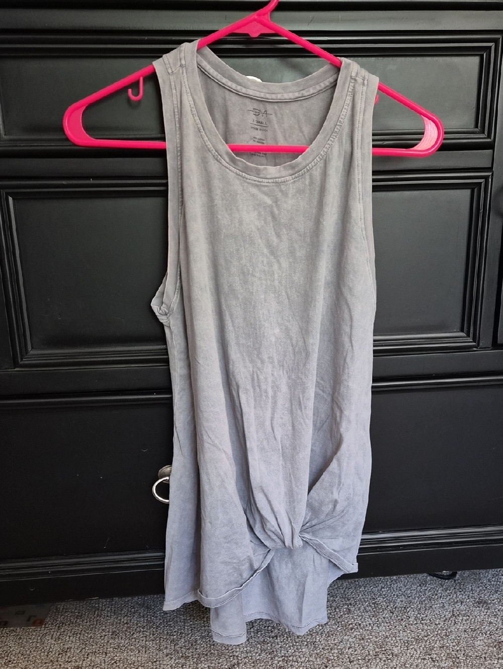 Washed Club Pilates Gray Tie-Front Tank Top Women